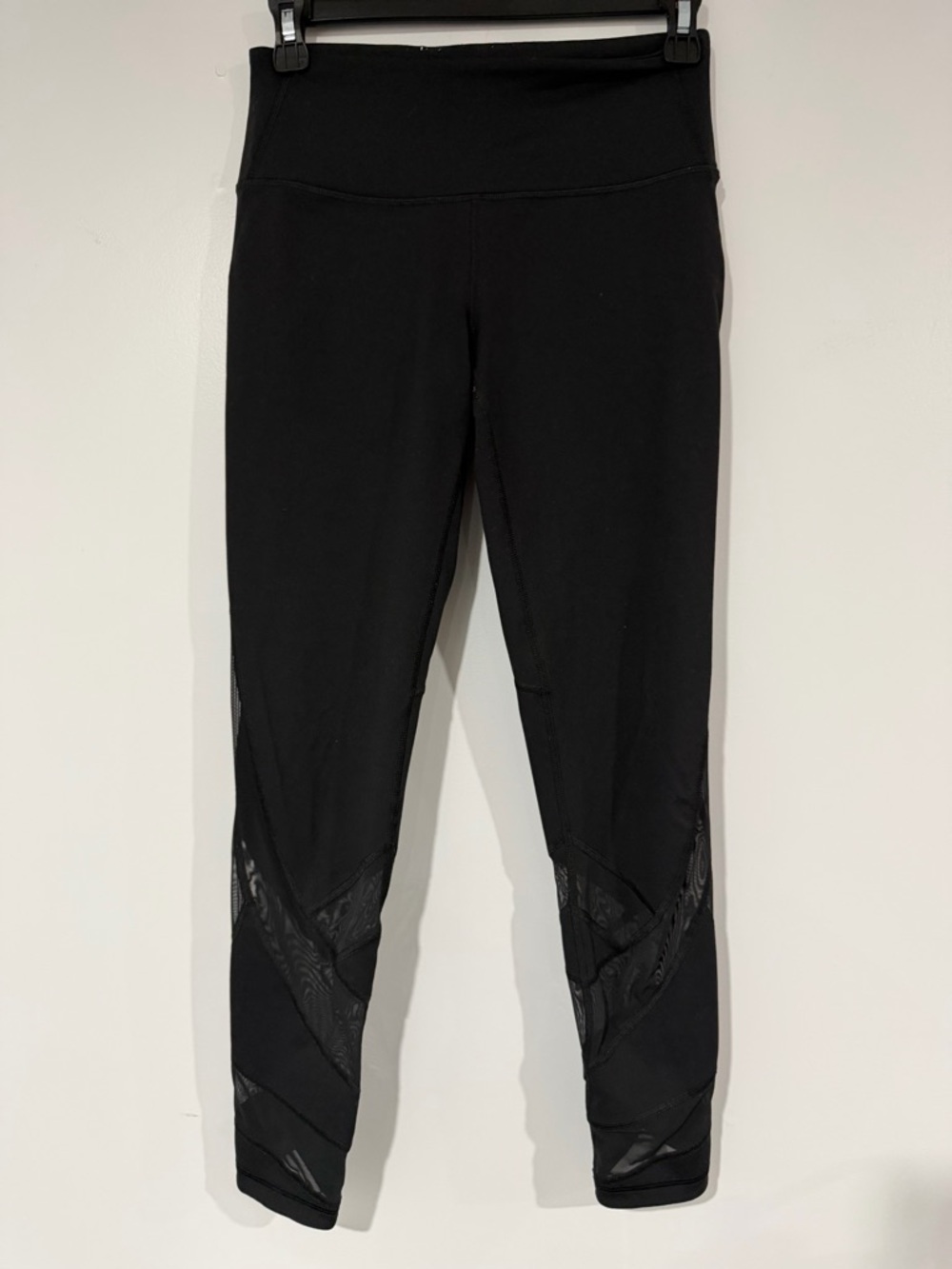 Black Mesh-Panel Workout Leggings
